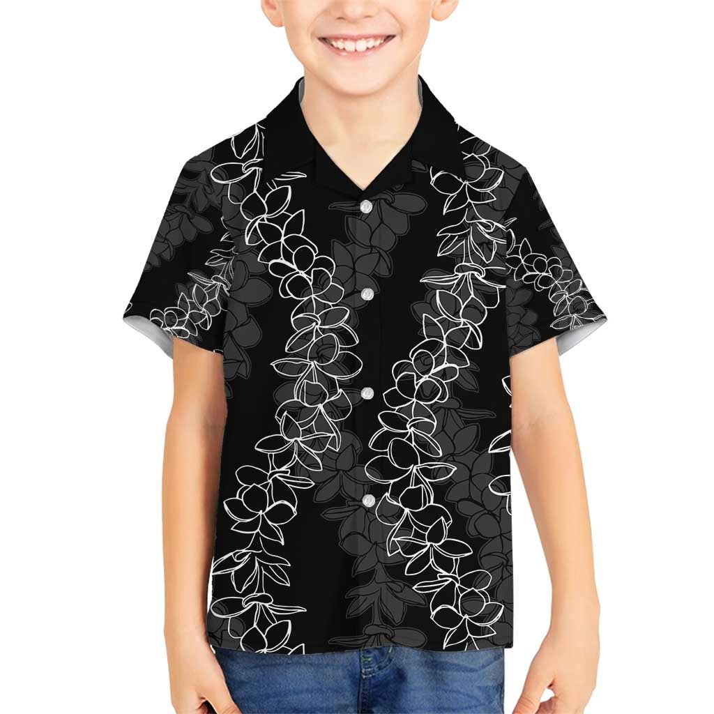Hawaii Plumeria Lei Family Matching Long Sleeve Bodycon Dress and Hawaiian Shirt Aloha Festive Vibe LT7 Son's Shirt Black - Polynesian Pride