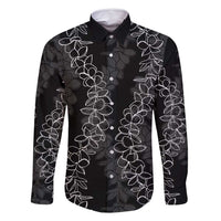 Hawaii Plumeria Lei Family Matching Mermaid Dress and Hawaiian Shirt Aloha Festive Vibe LT7 Dad's Shirt - Long Sleeve Black - Polynesian Pride