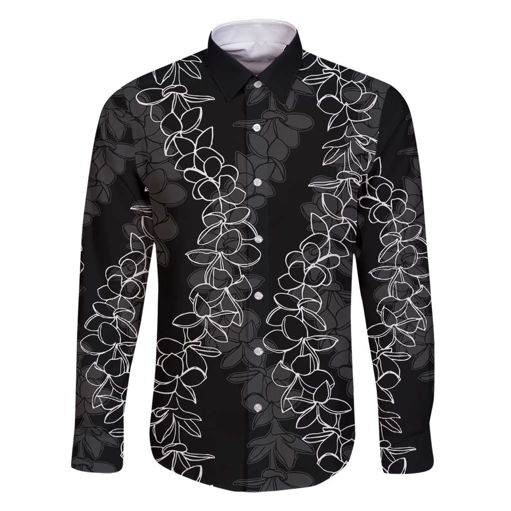Hawaii Plumeria Lei Family Matching Off Shoulder Maxi Dress and Hawaiian Shirt Aloha Festive Vibe LT7 Dad's Shirt - Long Sleeve Black - Polynesian Pride