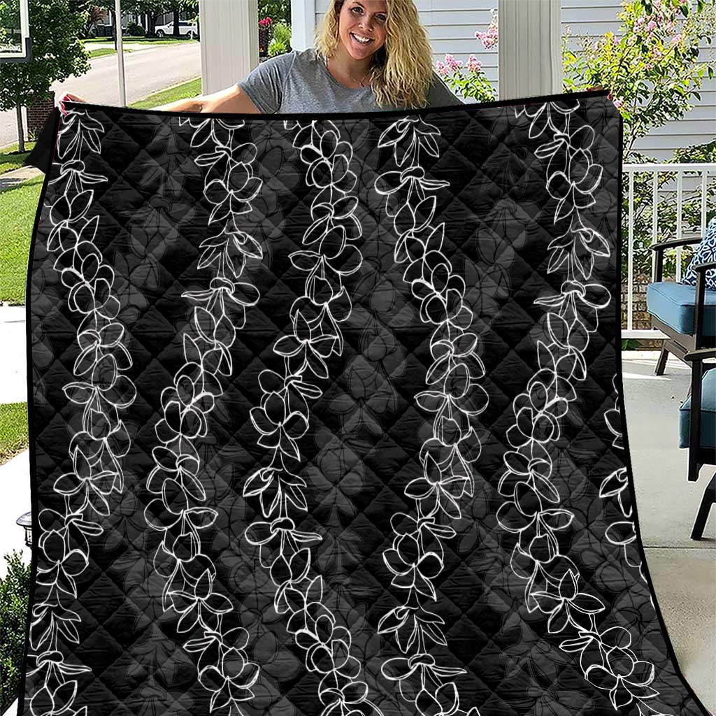 Hawaii Plumeria Lei Quilt Aloha Festive Vibe LT7 Black - Polynesian Pride