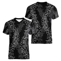 Hawaii Plumeria Lei Women V-Neck T-Shirt Aloha Festive Vibe