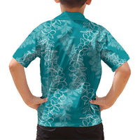 Hawaii Plumeria Lei Family Matching Short Sleeve Bodycon Dress and Hawaiian Shirt Aloha Festive Vibe - Teal LT7 - Polynesian Pride