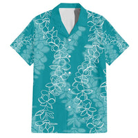 Hawaii Plumeria Lei Family Matching Summer Maxi Dress and Hawaiian Shirt Aloha Festive Vibe - Teal LT7 Dad's Shirt - Short Sleeve Teal - Polynesian Pride