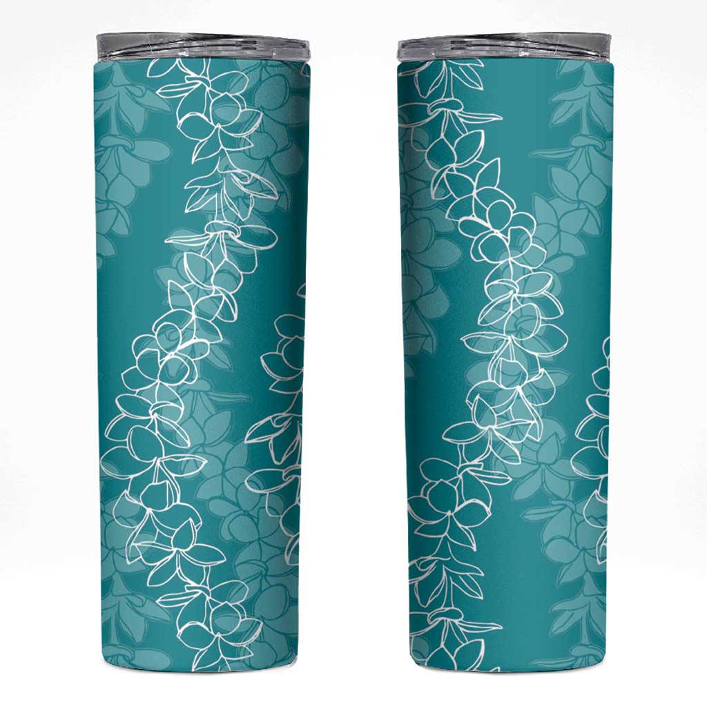 Hawaii Plumeria Lei Skinny Tumbler Aloha Festive Vibe - Teal LT7 Teal - Polynesian Pride