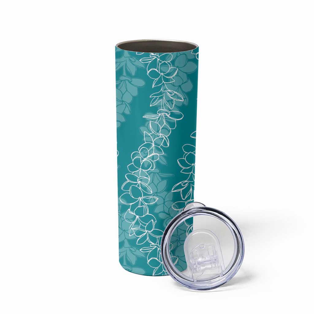 Hawaii Plumeria Lei Skinny Tumbler Aloha Festive Vibe - Teal LT7 - Polynesian Pride