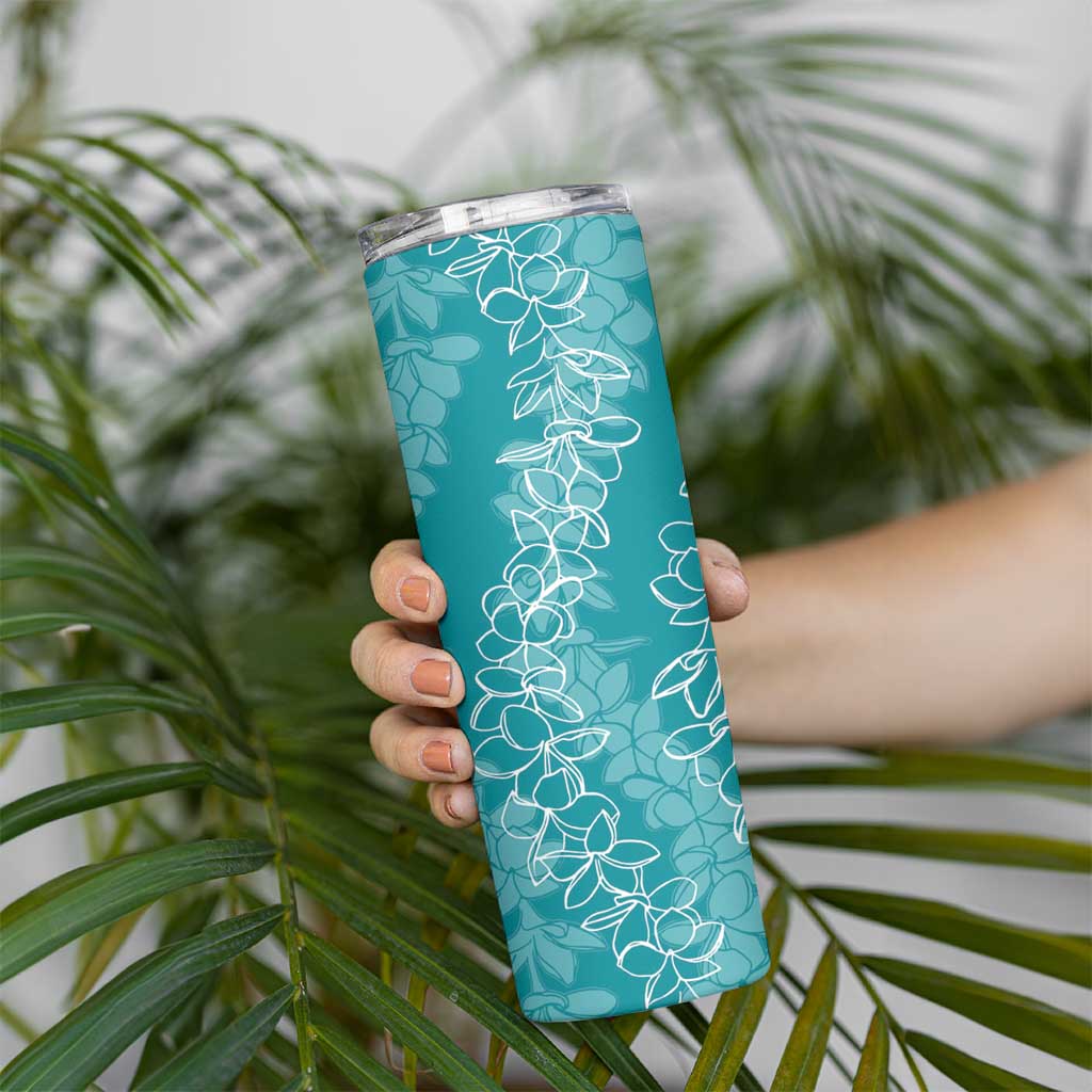 Hawaii Plumeria Lei Skinny Tumbler Aloha Festive Vibe - Teal LT7 - Polynesian Pride