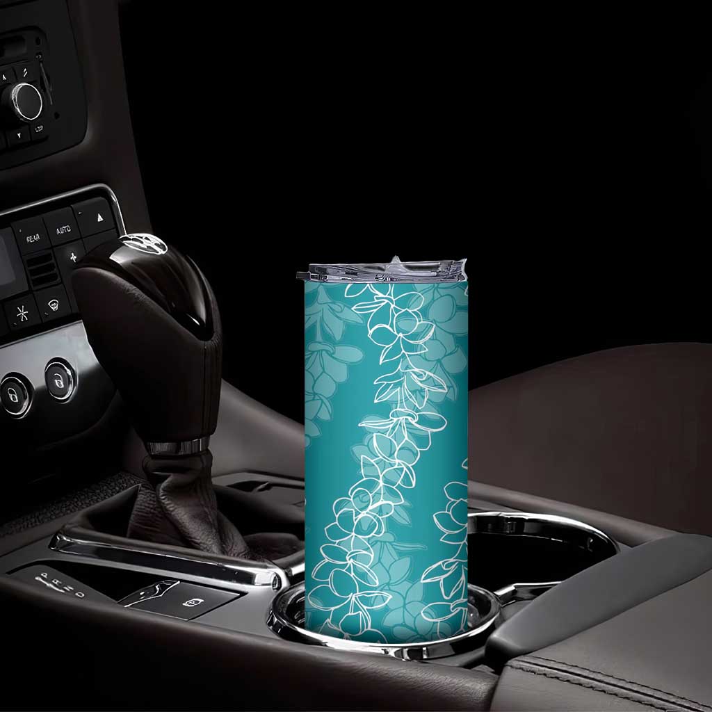 Hawaii Plumeria Lei Skinny Tumbler Aloha Festive Vibe - Teal LT7 - Polynesian Pride