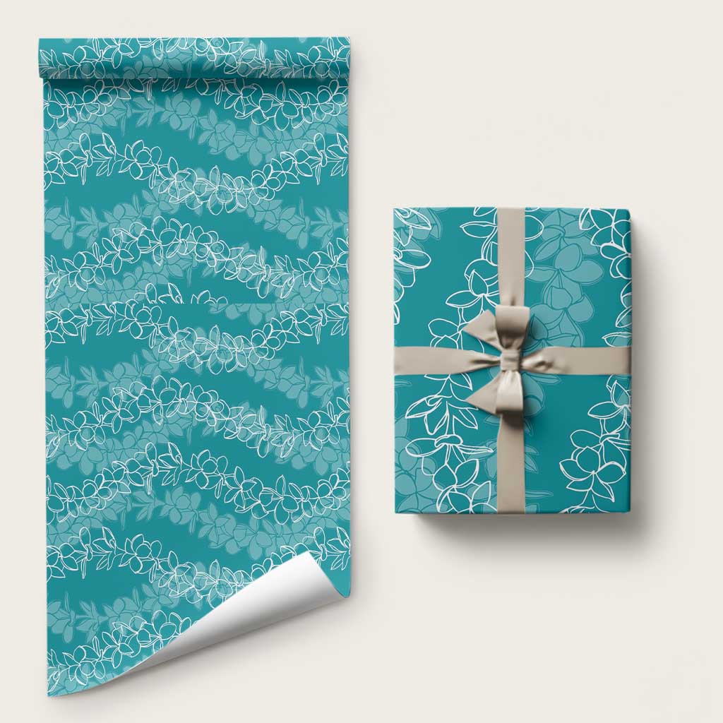 Hawaii Plumeria Lei Wrapping Paper Aloha Festive Vibe - Teal