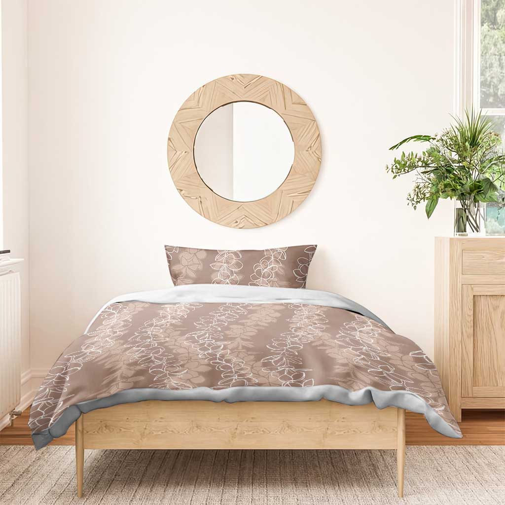 Hawaii Plumeria Lei Bedding Set Aloha Festive Vibe - Beige