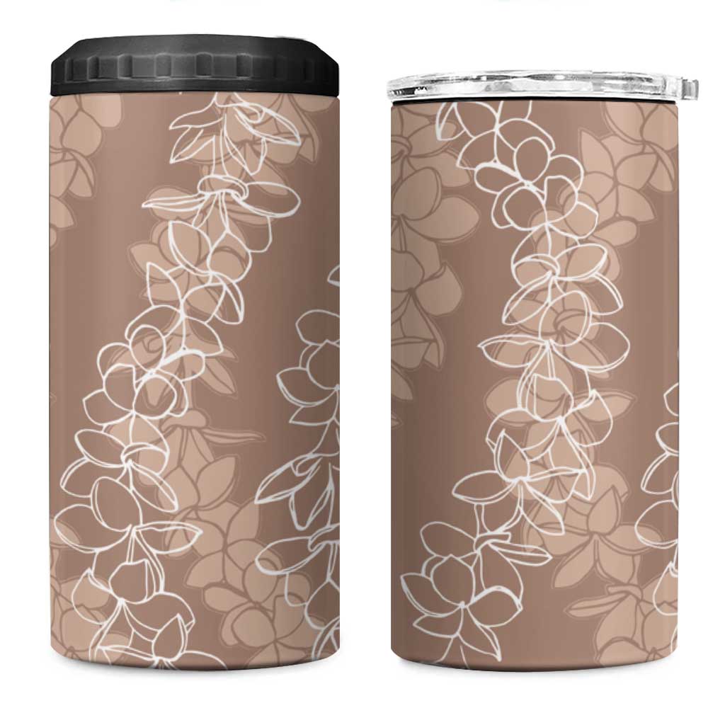 Hawaii Plumeria Lei 4 in 1 Can Cooler Tumbler Aloha Festive Vibe - Beige LT7 One Size: 16 oz Beige - Polynesian Pride