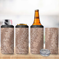 Hawaii Plumeria Lei 4 in 1 Can Cooler Tumbler Aloha Festive Vibe - Beige LT7 - Polynesian Pride