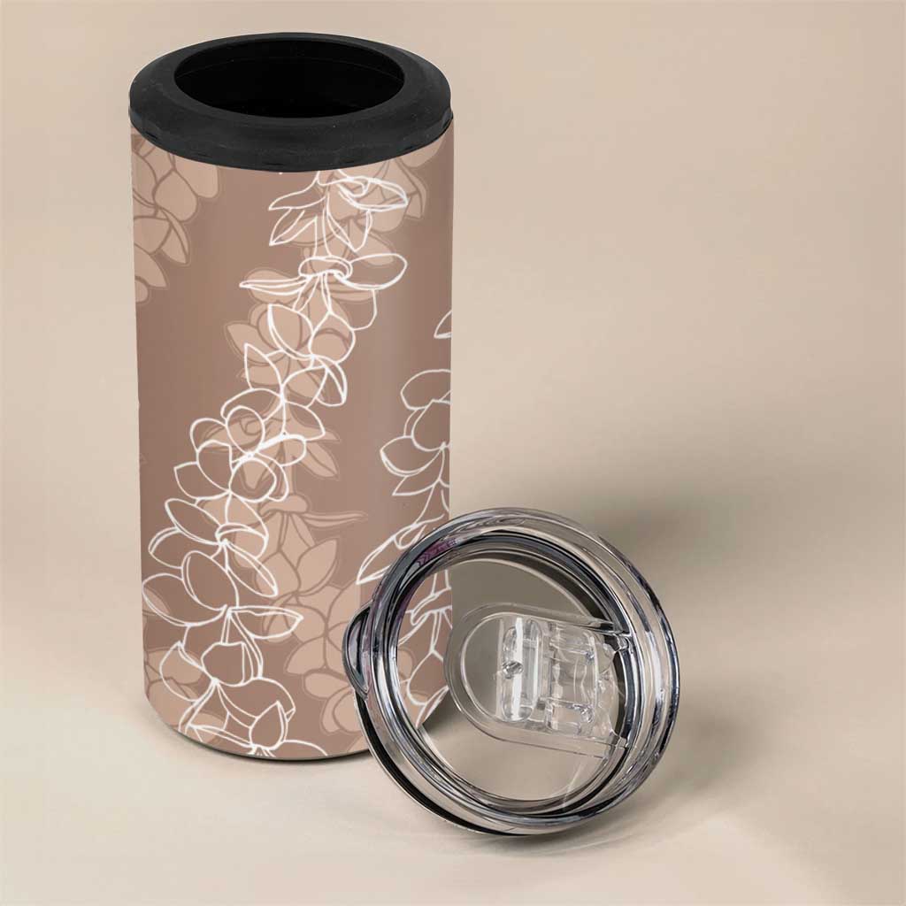 Hawaii Plumeria Lei 4 in 1 Can Cooler Tumbler Aloha Festive Vibe - Beige LT7 - Polynesian Pride