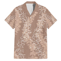 Hawaii Plumeria Lei Family Matching Off The Shoulder Long Sleeve Dress and Hawaiian Shirt Aloha Festive Vibe - Beige LT7 Dad's Shirt - Short Sleeve Beige - Polynesian Pride