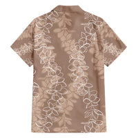 Hawaii Plumeria Lei Family Matching Off The Shoulder Long Sleeve Dress and Hawaiian Shirt Aloha Festive Vibe - Beige LT7 - Polynesian Pride