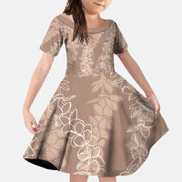 Hawaii Plumeria Lei Family Matching Off Shoulder Maxi Dress and Hawaiian Shirt Aloha Festive Vibe - Beige LT7 Daughter's Dress Beige - Polynesian Pride