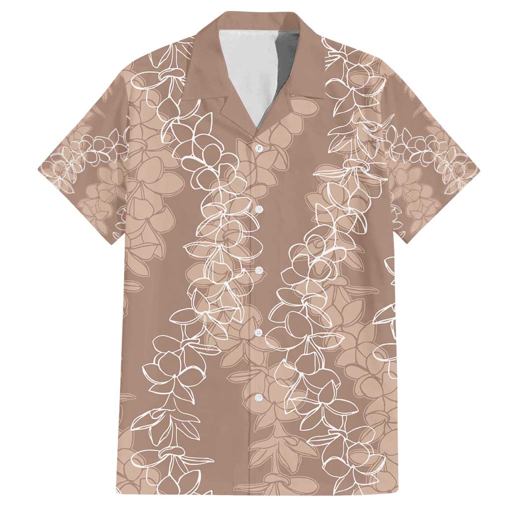 Hawaii Plumeria Lei Family Matching Off Shoulder Maxi Dress and Hawaiian Shirt Aloha Festive Vibe - Beige LT7 Dad's Shirt - Short Sleeve Beige - Polynesian Pride