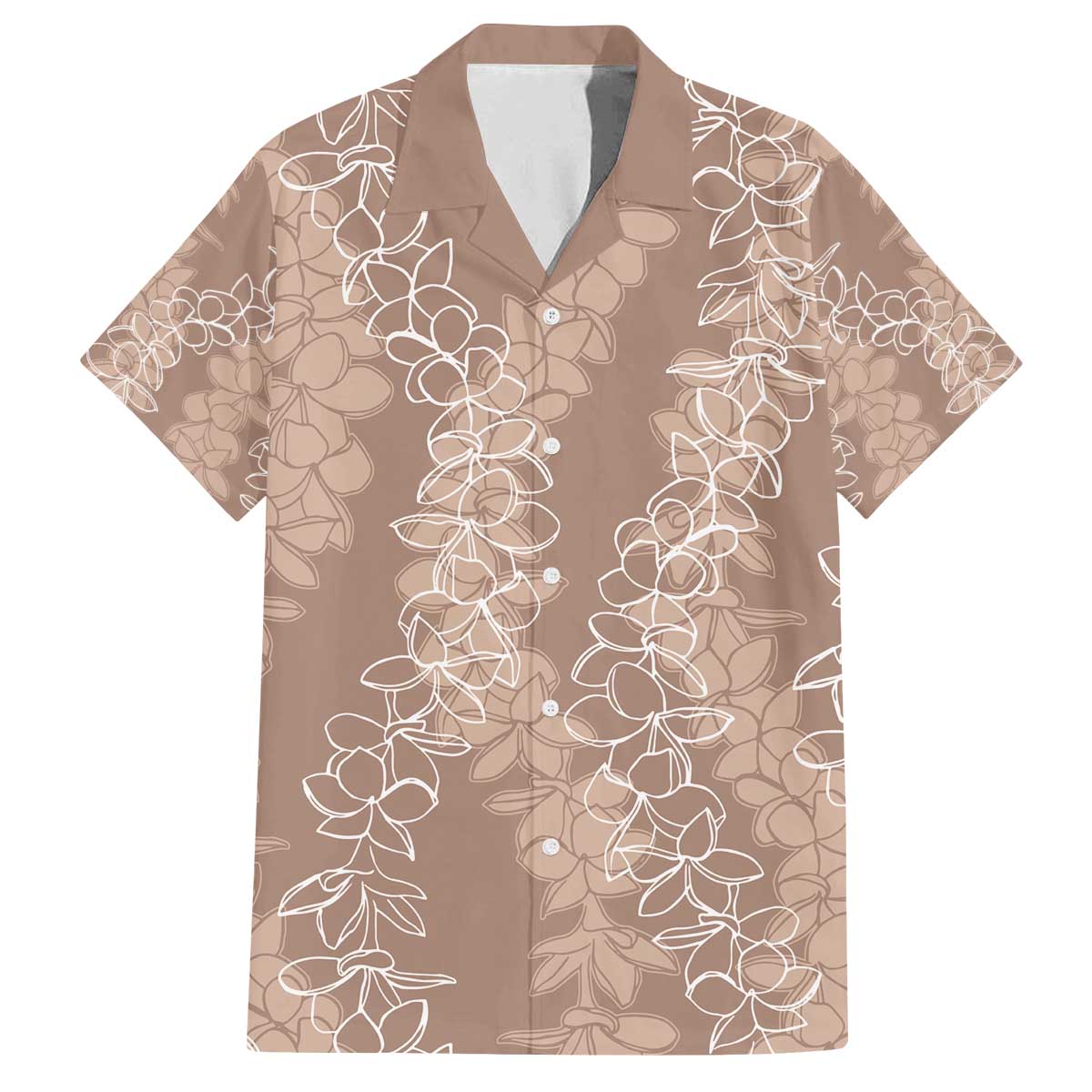 Hawaii Plumeria Lei Family Matching Off Shoulder Short Dress and Hawaiian Shirt Aloha Festive Vibe - Beige LT7 Dad's Shirt - Short Sleeve Beige - Polynesian Pride