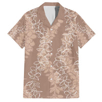 Hawaii Plumeria Lei Family Matching Short Sleeve Bodycon Dress and Hawaiian Shirt Aloha Festive Vibe - Beige LT7 Dad's Shirt - Short Sleeve Beige - Polynesian Pride