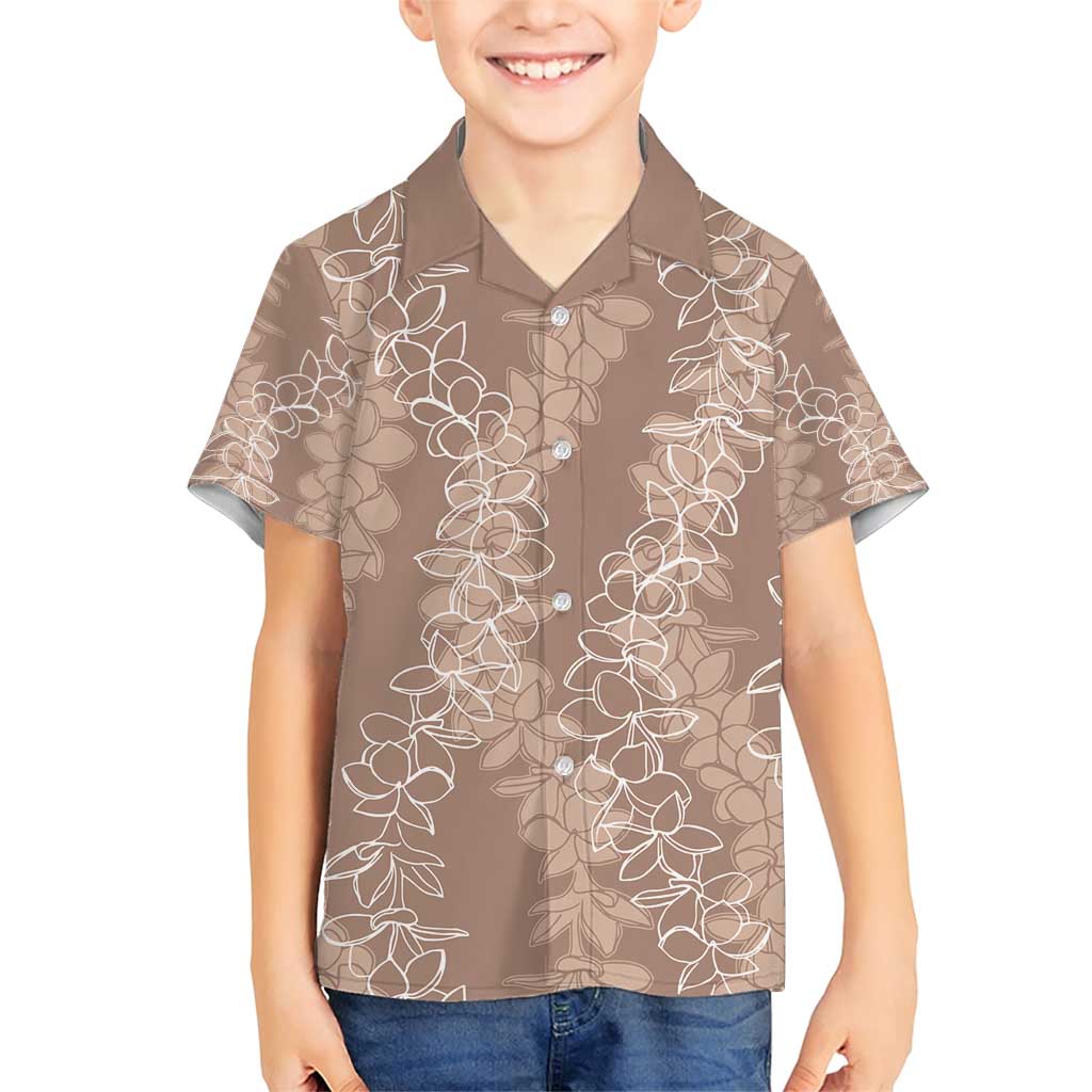 Hawaii Plumeria Lei Family Matching Short Sleeve Bodycon Dress and Hawaiian Shirt Aloha Festive Vibe - Beige LT7 Son's Shirt Beige - Polynesian Pride