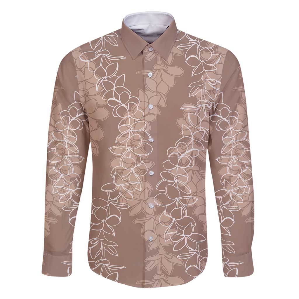 Hawaii Plumeria Lei Family Matching Summer Maxi Dress and Hawaiian Shirt Aloha Festive Vibe - Beige LT7 Dad's Shirt - Long Sleeve Beige - Polynesian Pride