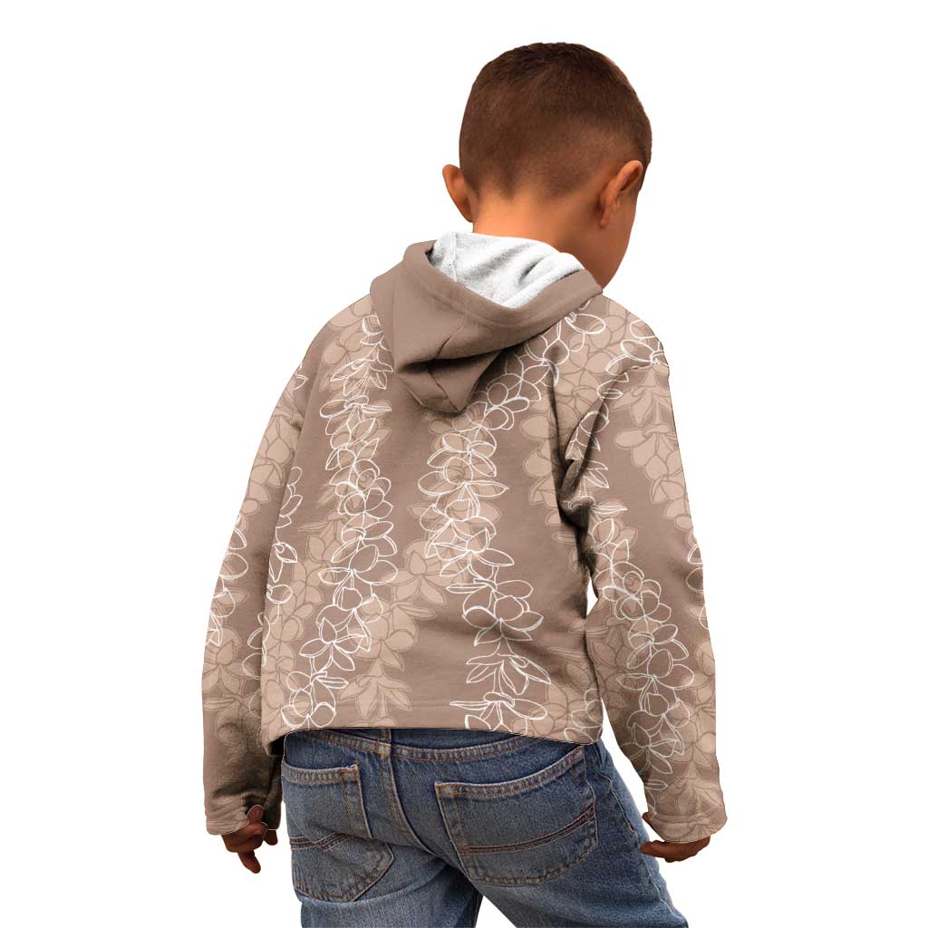 Hawaii Plumeria Lei Kid Hoodie Aloha Festive Vibe - Beige