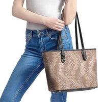 Hawaii Plumeria Lei Leather Tote Bag Aloha Festive Vibe - Beige