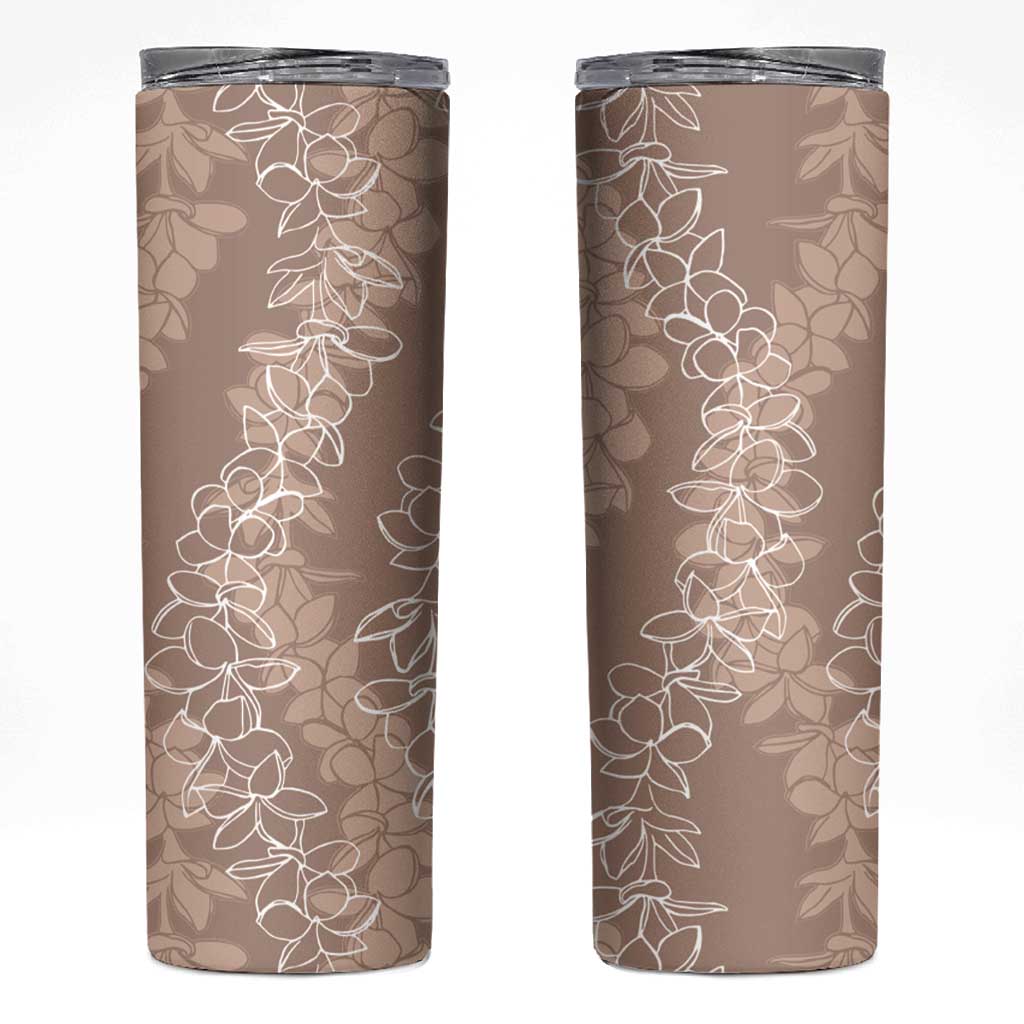 Hawaii Plumeria Lei Skinny Tumbler Aloha Festive Vibe - Beige LT7 Beige - Polynesian Pride