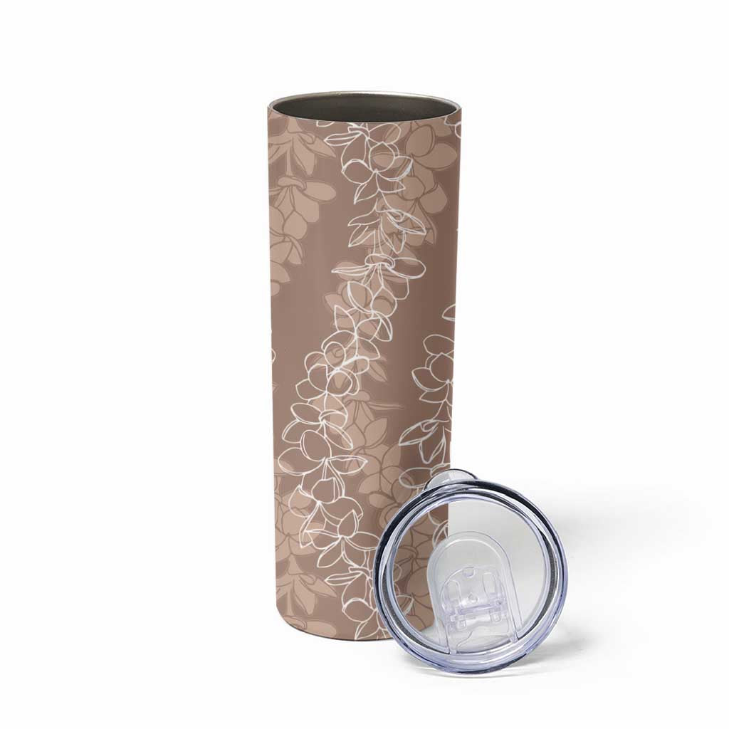 Hawaii Plumeria Lei Skinny Tumbler Aloha Festive Vibe - Beige LT7 - Polynesian Pride