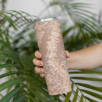 Hawaii Plumeria Lei Skinny Tumbler Aloha Festive Vibe - Beige LT7 - Polynesian Pride