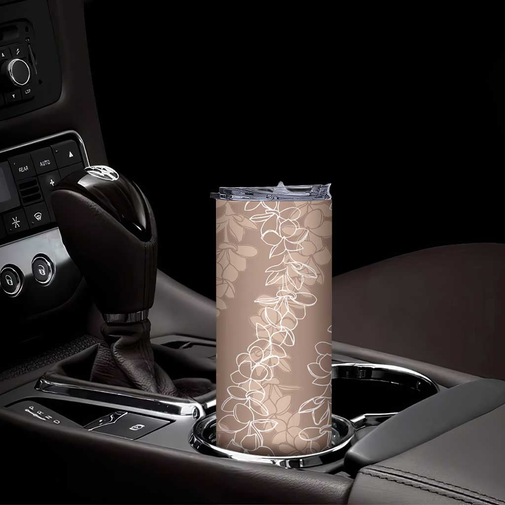Hawaii Plumeria Lei Skinny Tumbler Aloha Festive Vibe - Beige LT7 - Polynesian Pride