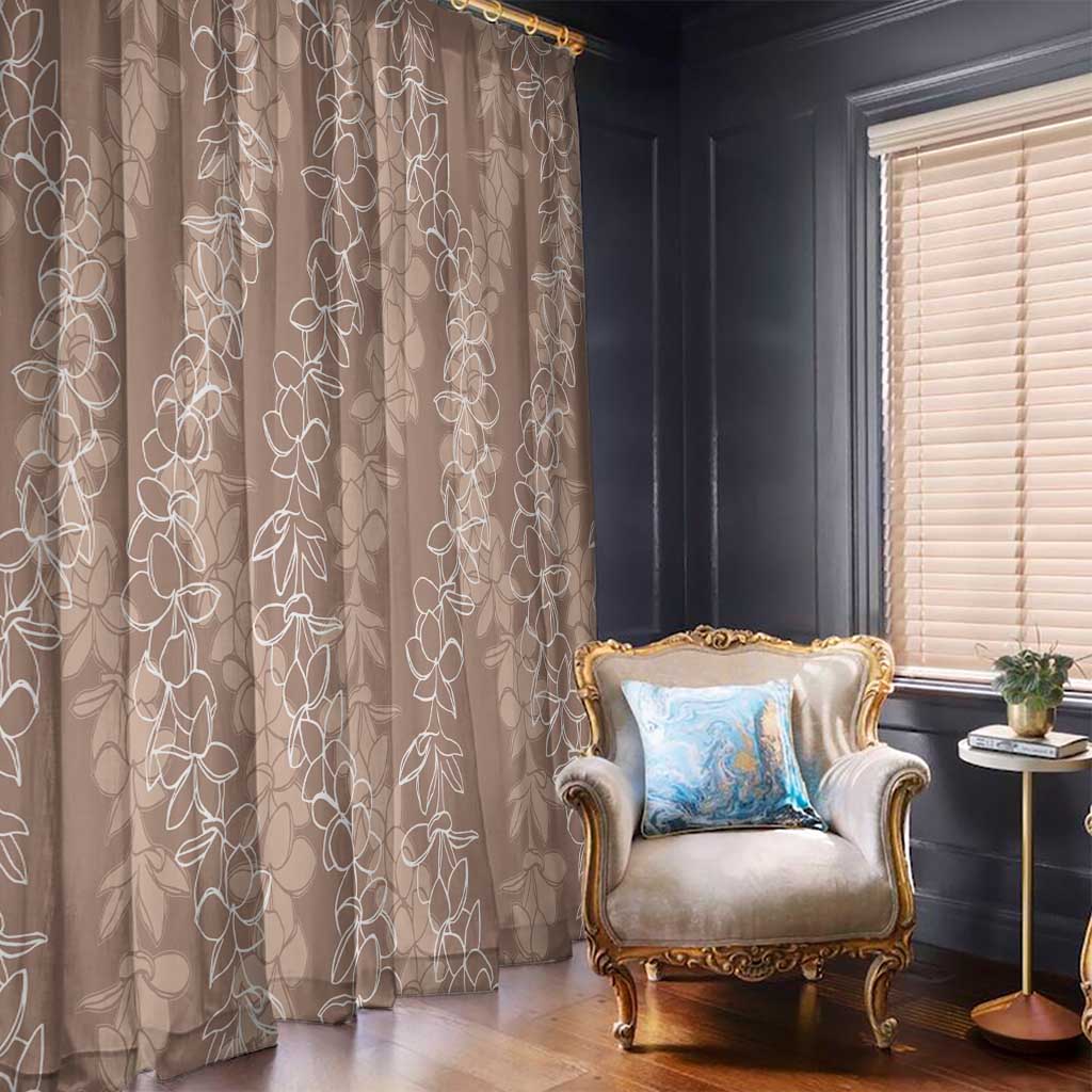 Hawaii Plumeria Lei Window Curtain Aloha Festive Vibe - Beige