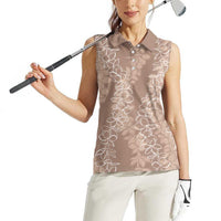 Hawaii Plumeria Lei Women Sleeveless Polo Shirt Aloha Festive Vibe - Beige LT7 - Polynesian Pride