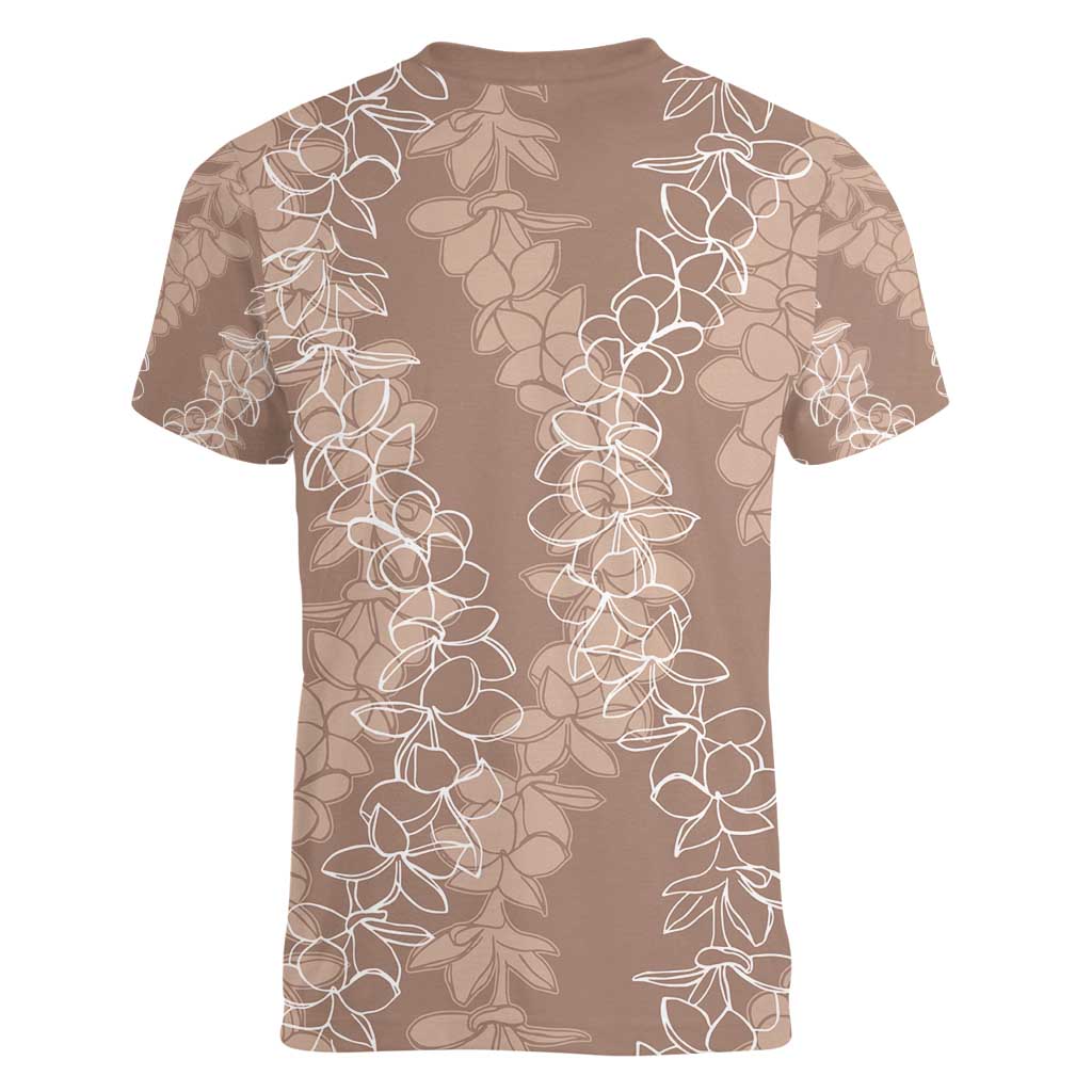 Hawaii Plumeria Lei Women V-Neck T-Shirt Aloha Festive Vibe - Beige LT7 - Polynesian Pride