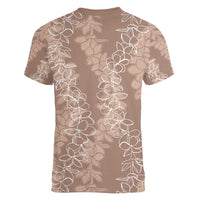 Hawaii Plumeria Lei Women V-Neck T-Shirt Aloha Festive Vibe - Beige LT7 - Polynesian Pride