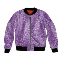 Hawaii Plumeria Lei Bomber Jacket Aloha Festive Vibe - Violet LT7 Unisex Violet - Polynesian Pride