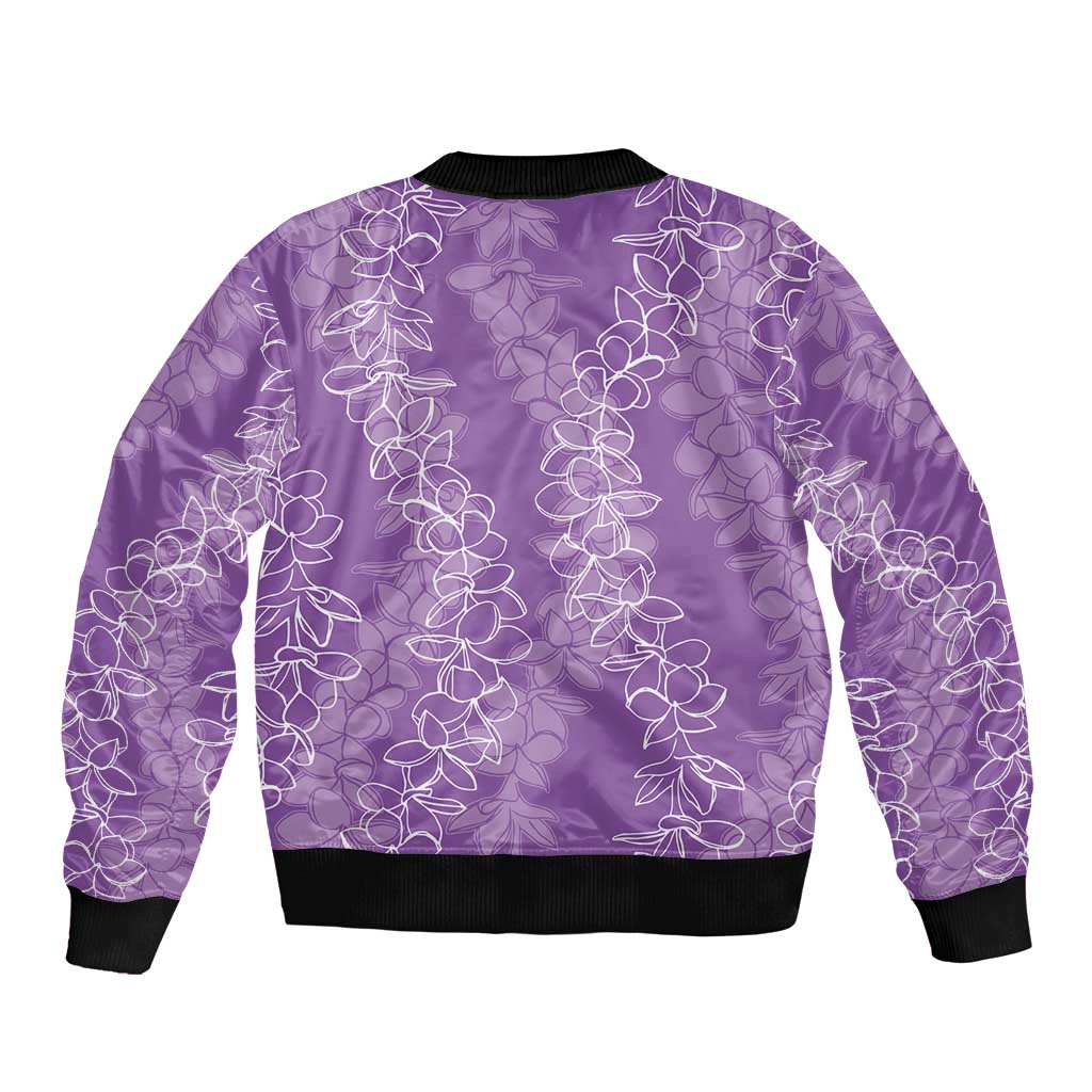 Hawaii Plumeria Lei Bomber Jacket Aloha Festive Vibe - Violet LT7 - Polynesian Pride