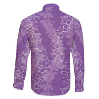 Hawaii Plumeria Lei Family Matching Long Sleeve Bodycon Dress and Hawaiian Shirt Aloha Festive Vibe - Violet LT7 - Polynesian Pride