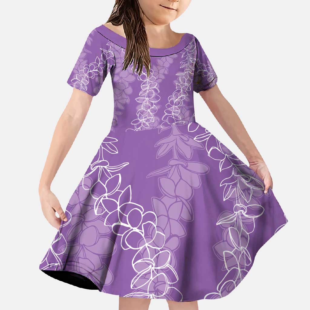 Hawaii Plumeria Lei Family Matching Mermaid Dress and Hawaiian Shirt Aloha Festive Vibe - Violet LT7 Daughter's Dress Violet - Polynesian Pride