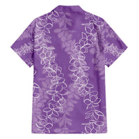 Hawaii Plumeria Lei Family Matching Off The Shoulder Long Sleeve Dress and Hawaiian Shirt Aloha Festive Vibe - Violet LT7 - Polynesian Pride
