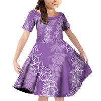 Hawaii Plumeria Lei Family Matching Off Shoulder Short Dress and Hawaiian Shirt Aloha Festive Vibe - Violet LT7 Daughter's Dress Violet - Polynesian Pride