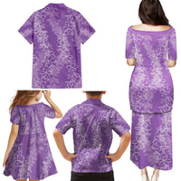 Hawaii Plumeria Lei Family Matching Puletasi and Hawaiian Shirt Aloha Festive Vibe - Violet LT7 - Polynesian Pride