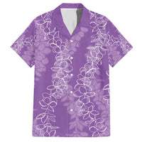 Hawaii Plumeria Lei Family Matching Short Sleeve Bodycon Dress and Hawaiian Shirt Aloha Festive Vibe - Violet LT7 Dad's Shirt - Short Sleeve Violet - Polynesian Pride