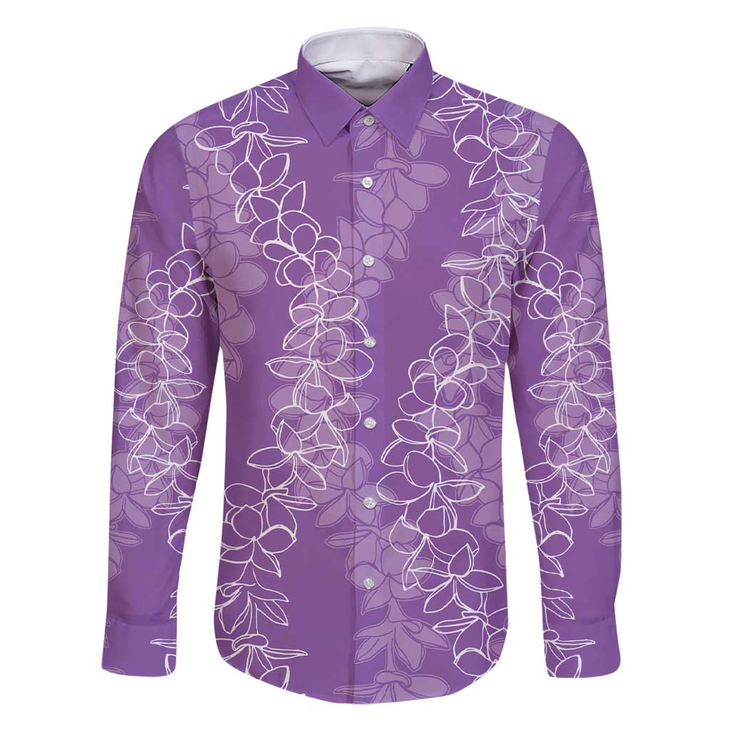 Hawaii Plumeria Lei Family Matching Short Sleeve Bodycon Dress and Hawaiian Shirt Aloha Festive Vibe - Violet LT7 Dad's Shirt - Long Sleeve Violet - Polynesian Pride