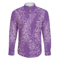 Hawaii Plumeria Lei Family Matching Short Sleeve Bodycon Dress and Hawaiian Shirt Aloha Festive Vibe - Violet LT7 Dad's Shirt - Long Sleeve Violet - Polynesian Pride