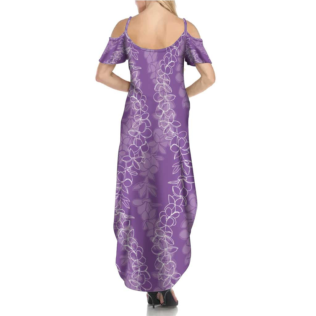 Hawaii Plumeria Lei Family Matching Summer Maxi Dress and Hawaiian Shirt Aloha Festive Vibe - Violet LT7 - Polynesian Pride