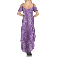 Hawaii Plumeria Lei Family Matching Summer Maxi Dress and Hawaiian Shirt Aloha Festive Vibe - Violet LT7 - Polynesian Pride