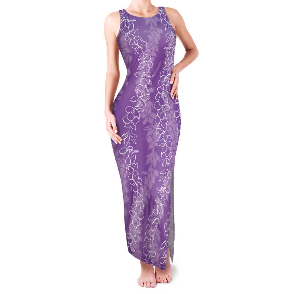 Hawaii Plumeria Lei Family Matching Tank Maxi Dress and Hawaiian Shirt Aloha Festive Vibe - Violet LT7 Mom's Dress Violet - Polynesian Pride