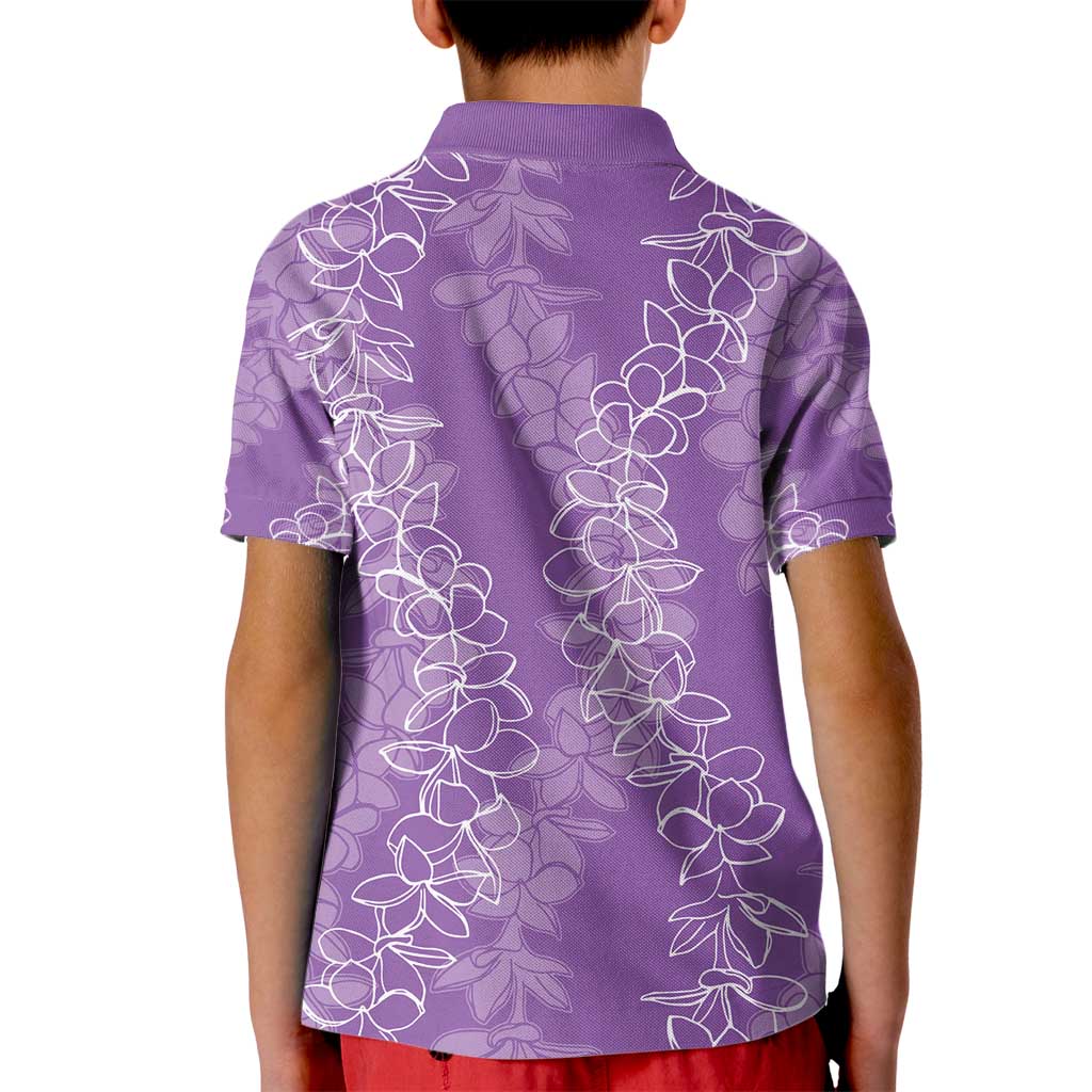 Hawaii Plumeria Lei Kid Polo Shirt Aloha Festive Vibe - Violet LT7 - Polynesian Pride
