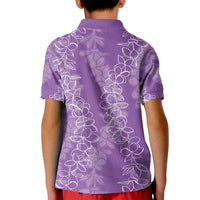 Hawaii Plumeria Lei Kid Polo Shirt Aloha Festive Vibe - Violet LT7 - Polynesian Pride