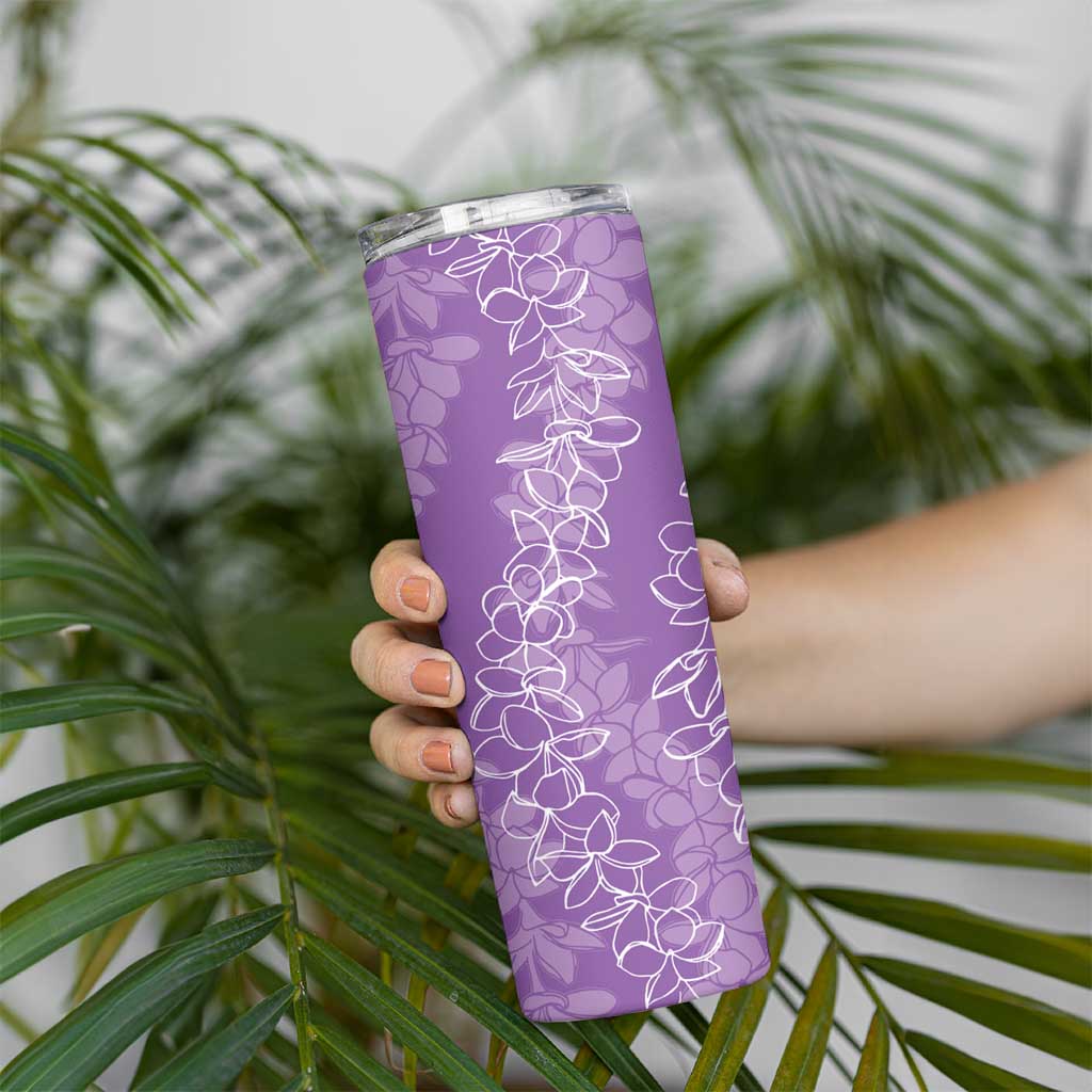 Hawaii Plumeria Lei Skinny Tumbler Aloha Festive Vibe - Violet LT7 - Polynesian Pride
